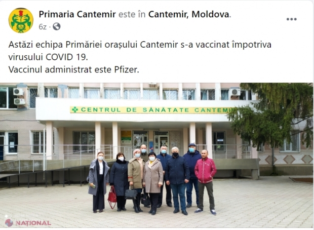 FOTO // Reprezentanții Primăriei Cantemir s-au VACCINAT împotriva COVID-19. Aceștia au așteptat vaccinul PFIZER și s-au lăudat pe Facebook: „Am fost invitați să ne vaccinăm”