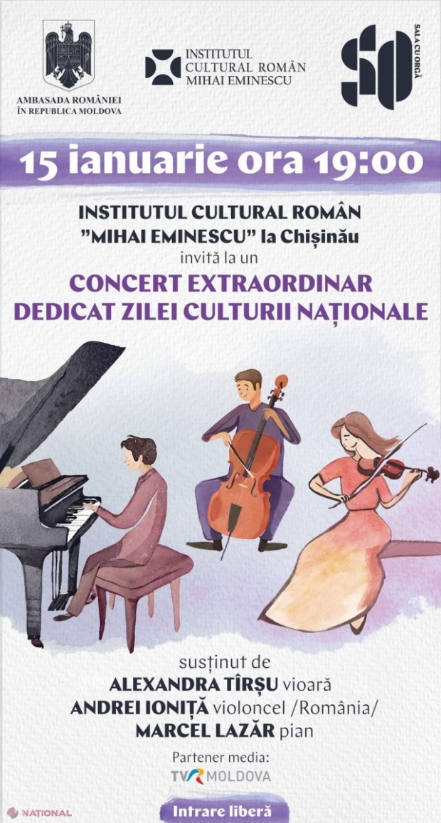 Concert dedicat Zilei Culturii Naționale, organizat de ICR ,,Mihai Eminescu