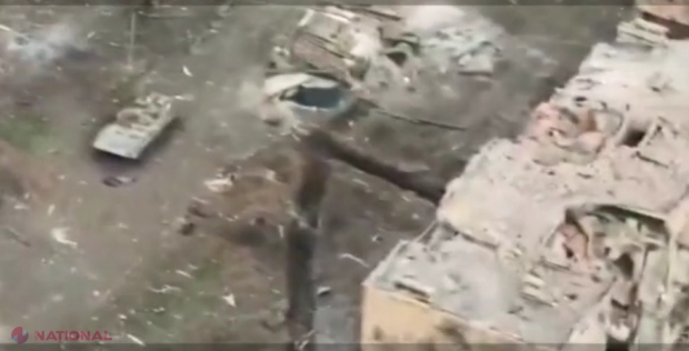 Imagini terifiante din dronă cu lupte ca-n Primul Război Mondial la Bahmut. Zeci de ruși morți pe străzi. Nicio clădire nu a rămas nebombardată