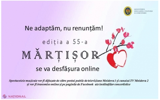 Festivalul „Mărțișor-2021” va avea loc ONLINE: Biletele procurate vor fi returnate, după ce prezența spectatorilor în sălile de concerte a fost INTERZISĂ