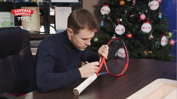 VIDEO // Un utilizator al portalului 7777.md va avea parte de SURPRIZA vieții - va primi în dar racheta de tenis al lui Radu Albot. Cel mai bun tenisman moldovean din toate timpurile și-a pus AUTOGRAFUL pe racheta concepută anume pentru el