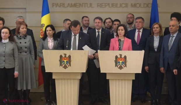 Andrei Năstase, candidatul Blocului „ACUM” la funcția de președinte al Parlamentului, Maia Sandu - candidata la funcția de premier