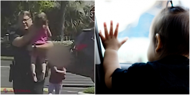 VIDEO // Un polițist a salvat o fetiță uitată în mașină de către mama ei!