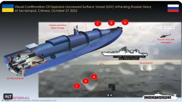VIDEO // Primele imagini cu ATACUL ucrainean asupra Flotei Rusiei din Sevastopol. Ucrainenii au folosit drone maritime