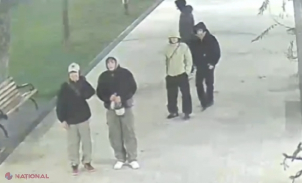 VIDEO // Momentul în care cinci inși DISTRUG Aleea „Grigore Vieru” din centrul Chișinăului. Aceștia sunt căutați de Poliție