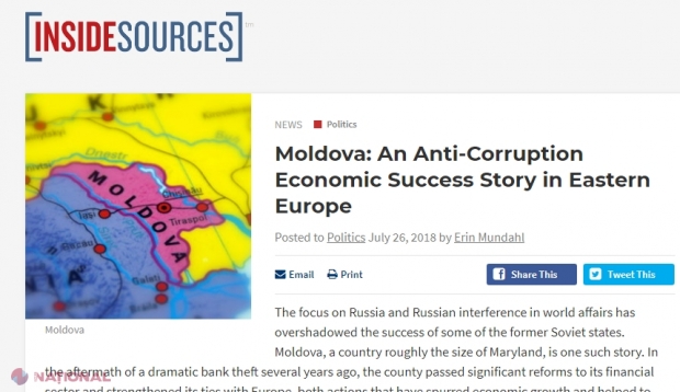 O publicație internațională a DEDICAT un material R. Moldova: „Un succes economic și anticorupție din Europa de Est”