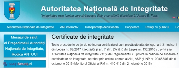 Persoanele care intenționează să candideze la alegerile parlamentare pot solicita certificate de INTEGRITATE de la ANI