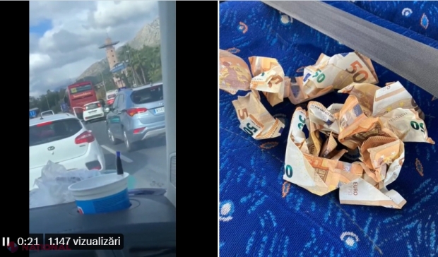VIDEO ​// „Ploaie” cu BANI pe o autostradă din Spania. Traficul a fost  blocat, după ce mii de euro O ploaie de bani au zburat pe geam