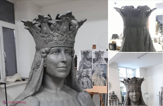 FOTO // Statuia Reginei Maria, care urmează să fie amplasată în scuarul Liceului „Gheorghe Asachi” din Chișinău, prinde contur. Pentru finisarea lucrării de OPT metri mai este necesară o sumă de 40 000 de euro