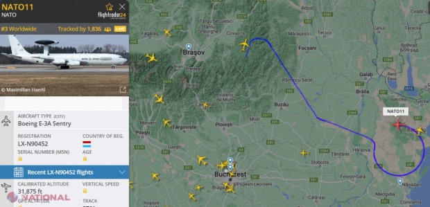FOTO // Câteva avioane NATO supravegheză non-stop spațiul aerian al României. Aeronavele SOFISTICATE zboară foarte aprope de spațiul aerian al R. Moldova și pot detecta orice mișcare din Transnistria