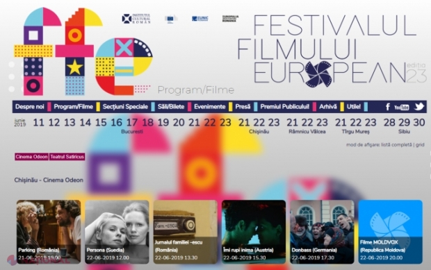 Festivalul Filmului European din România vine pentru prima dată la Chişinău, în perioada 21-23 iunie