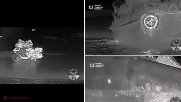 VIDEO, FOTO // Ucraina a DISTRUS încă un vas rusesc de război, în valoare de circa 70 de milioane de dolari. Filmarea arată că nava de luptă a fost lovită de cel puțin două drone marine 