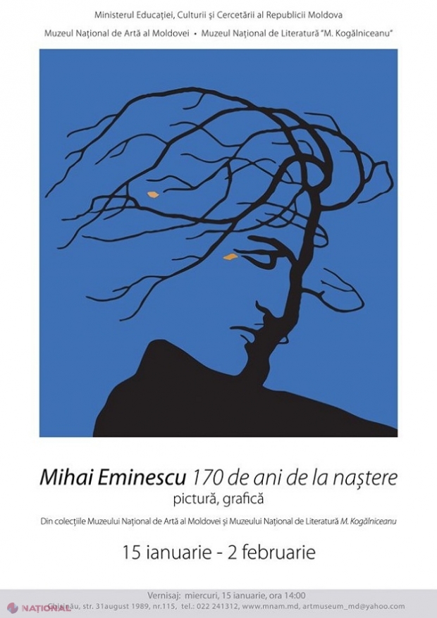 „Mihai Eminescu - 170 de ani de la naștere”, expoziție la Chișinău, inaugurată pe 15 ianuarie