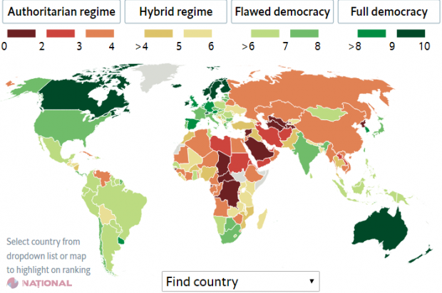 „The Economist”: R. Moldova, de la „democrație deficitară”, la „regim hibrid”