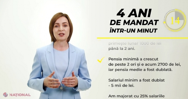 VIDEO // „Patru ani de mandat într-un minut”: Cele 18 realizări enumerate Maia Sandu