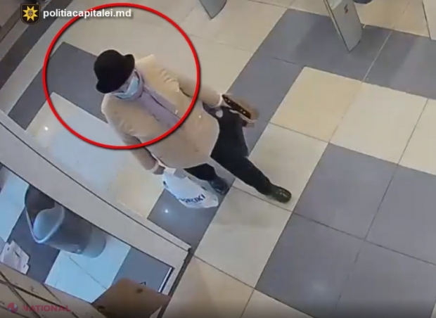 VIDEO // Cochetă, cu pălărie și poșetă, a FURAT un portmoneu într-un supermarket din Chișinău: Recunoști doamna din imagine?