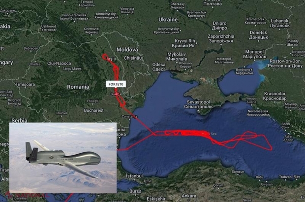 FOTO // O dronă de SUPRAVEGHERE de mare altitudine a SUA a studiat astăzi situația de la granița dintre România și R. MOLDOVA