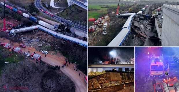 VIDEO // Tragedie de proporții în Grecia: 32 de MORȚI și 85 de răniți, după ce un tren de pasageri și un marfar s-au ciocnit frontal. Președinta Greciei, care se află în R. Moldova, își va scurta vizita oficială