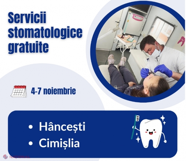 Consultații stomatologice gratuite pentru copiii din raioanele Hâncești și Cimișlia, în această săptămână
