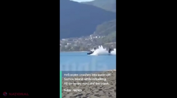 VIDEO // Momentul în care elicopterul în care erau și cei doi cetățeni ai R. Moldova se prăbușește în mare, în Grecia