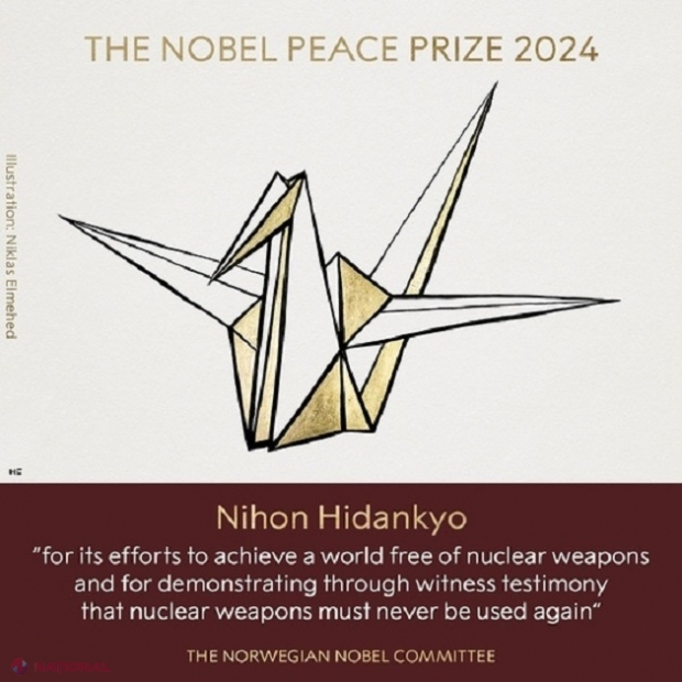 Premiul Nobel pentru Pace a fost atribuit în 2024 organizaţiei japoneze a supravieţuitorilor bombelor atomice Nihon Hidankyo pentru „eforturile sale de a obţine o lume fără arme nucleare”