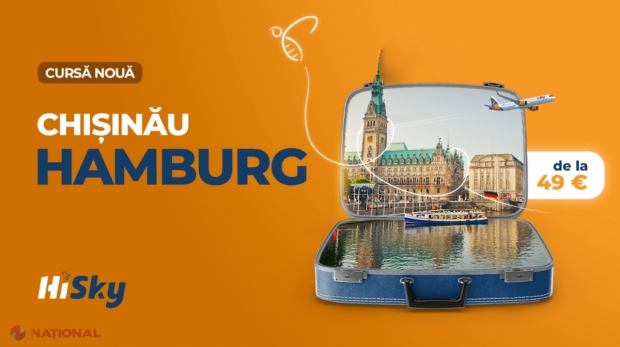 Vești BUNE pentru moldovenii care vor să ajungă RAPID și în siguranță în Germania. Compania HiSky introduce zboruri DIRECTE între Chișinău și HAMBURG. Prețul BILETELOR puse deja în vânzare pornește de la 49 de euro