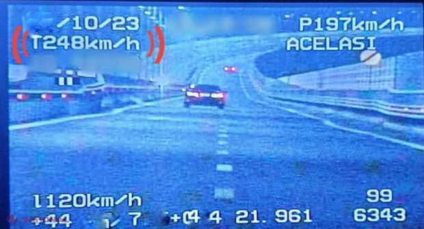 Șofer prins de radar în timp ce „zbura” pe șosea cu 248km/h