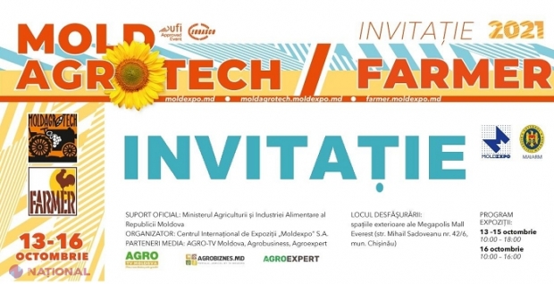 Expozițiile „Moldagrotech” și „Farmer” își schimbă locația: Unde veți putea vedea mașini, utilaje și echipamente agricole în perioada 13 - 16 octombrie 