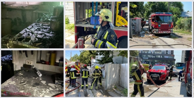 FOTO // Incendiu în bucătăria unui local din Chișinău: Patru autospeciale au mers la fața locului să stingă focul