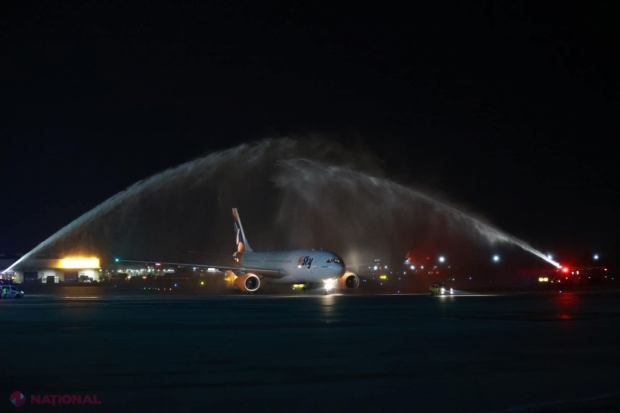 FOTO // Moment ISTORIC pentru Compania HiSky. Primul Airbus A330, care va putea efectua zboruri în SUA, a intrat oficial în flota companiei moldo-române