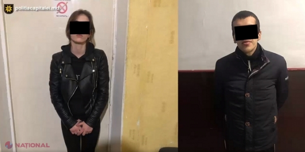 VIDEO // Cuplu de HOȚI, la Durlești: Au jefuit o victimă în scara unui bloc de locuit