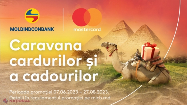 PROMOȚIE // Achită cu CARDUL tău Mastercard de la Moldindconbank și participă la „Caravana cadourilor”. Vezi PREMIILE puse în joc