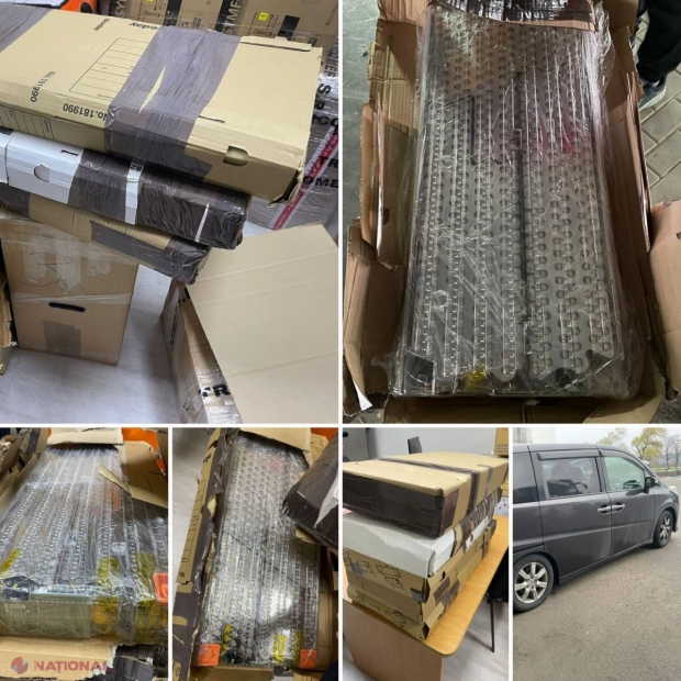 FOTO // Mașină burdușită cu module de baterii pentru automobile „Tesla” la postul vamal Leușeni