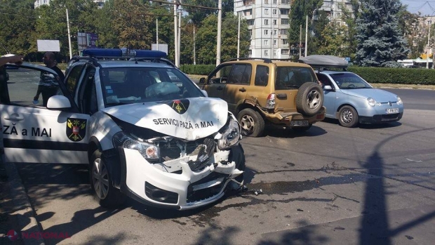 ACCIDENT  în capitală. O mașină a Pazei de Stat a fost grav avariată