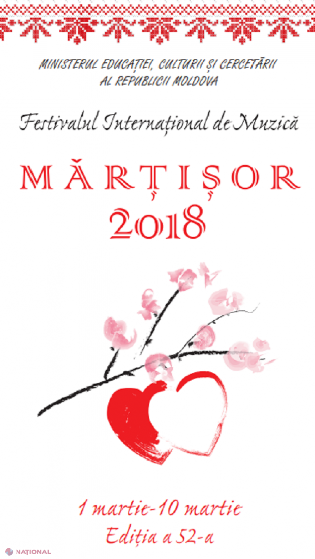 PROGRAMUL Festivalului Internațional de Muzică „Mărțișor – 2018”: În acest an va avea genericul „Mărțișorul e iubire”