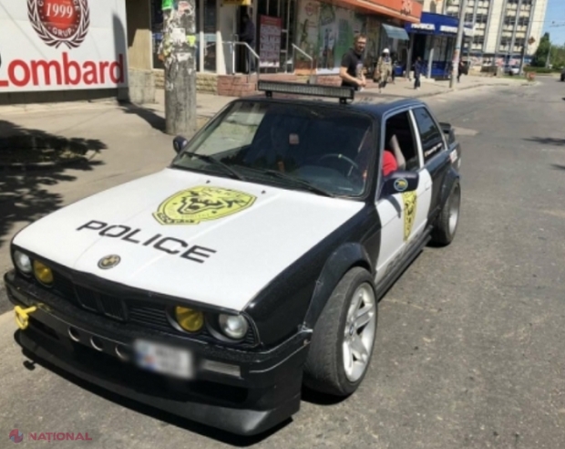 FOTO // Chișinău: Și-a echipat „BMW”-ul cu GIROFAR și se dădea drept polițist. Ce i-au spus adevărații oameni ai legii când l-au depistat în trafic
