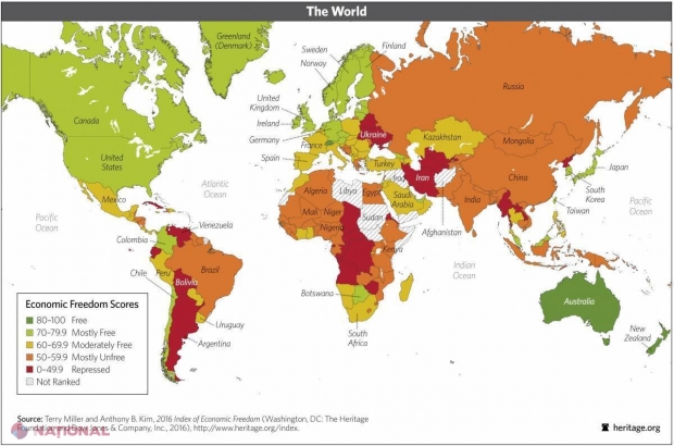 Economie lipsită de LIBERTATE și afectată de CORUPȚIE: R. Moldova pe locul 110 într-un top internațional