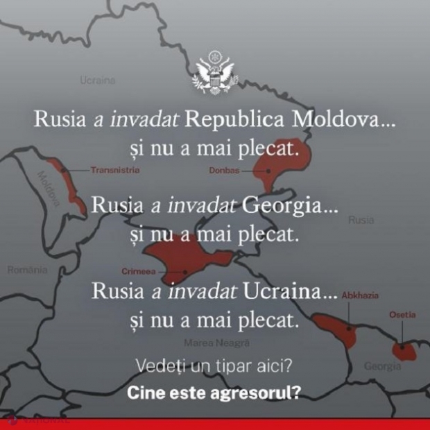 Ambasada SUA la București: „Rusia a invadat Republica Moldova în 1991-1992 ... și nu a mai plecat”