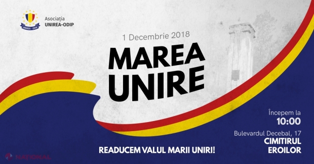 Marea UNIRE, marcată pe 1 decembrie și la Chișinău: Marș, depuneri de flori și Hora Unirii la monumentul lui Ștefan cel Mare și Sfânt