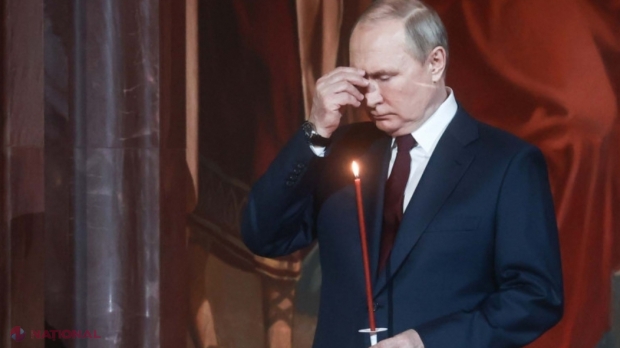 Putin și-a facut semnul CRUCII la slujba de Paște și a vorbit despre 