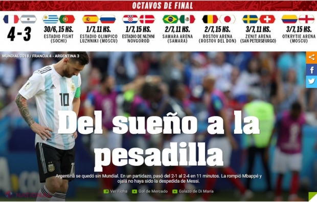 Concluzia DURĂ a presei din Argentina, după eliminarea naționalei de la CM: „E finalul unei generaţii care s-a înecat!”. Messi, subiectul principal al jurnaliştilor