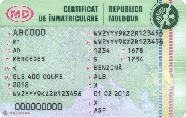 FOTO // Cum vor arăta certificatele de TIP NOU de înmatriculare a mașinilor, care vor fi eliberate începând cu 1 martie în R. Moldova