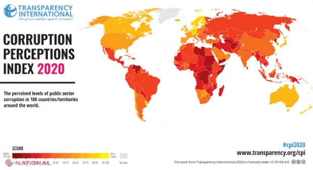 R. Moldova, pe locul 115 în TOPUL CORUPȚIEI, întocmit de Tranparency International
