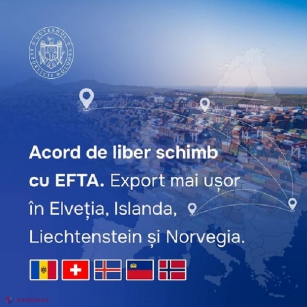 R. Moldova, Acord de Comerț Liber cu Islanda, din 1 septembrie: Urmează Norvegia, Elveția și Liechtenstein