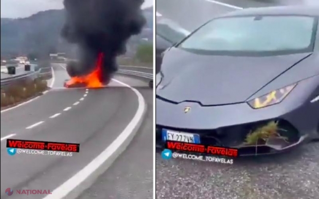 VIDEO // Momentul în care explodează un Lambroghini, după ce șoferul se laudă că merge pe autostradă cu 320 km/h