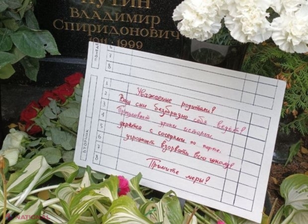 FOTO // Bilet lăsat pe mormântul părinților lui Putin: „Fiul vostru se comportă...”