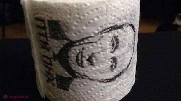 Portretul lui Putin, imprimat pe HÂRTIE IGIENICĂ şi PREŞURI la Kiev