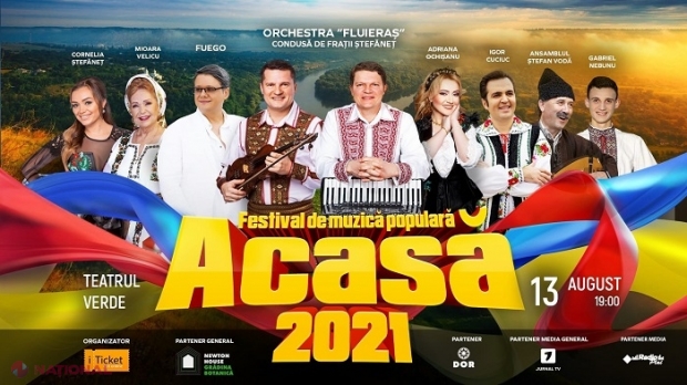 „ACASĂ”: Concert de zile mari la Chișinău, cu participarea unor renumiți interpreți de pe ambele maluri ale Prutului - Fuego, Mioara Velicu, Ansamblul „Ștefan Vodă” sau Adriana Ochișanu 