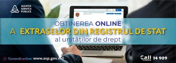 NOU // Extrasul din Registrul de stat al persoanelor juridice și întreprinzătorilor individuali poate fi solicitat ONLINE