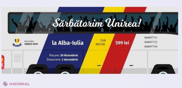 1 DECEMBRIE // Basarabenii, invitați să sărbătorească la Alba Iulia împlinirea a 101 ani de la Marea Unire: Transport organizat